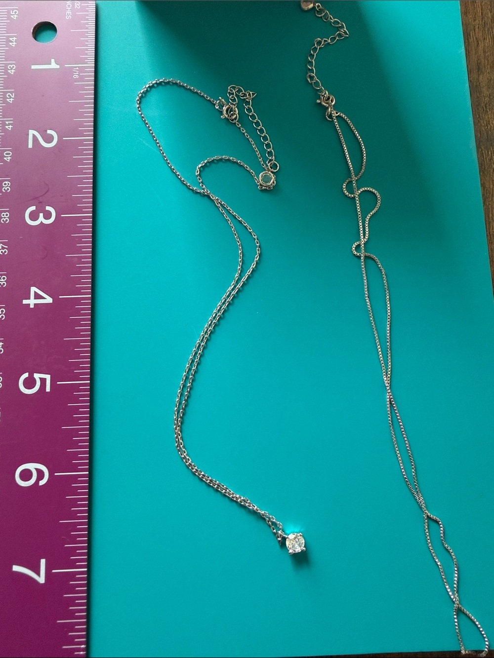 ROAM Silver Double-Layer Necklace with Clear Crystal Pendant - Picture 3 of 4